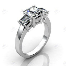 3Ct Princess Cut Moissanite Trilogy Engagement Ring 14K White Gold Over 925 Sil - £106.22 GBP