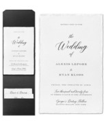 Pocket Wedding Invitations Fold Over Deckled Edge Card Raised Thermograp... - £473.13 GBP