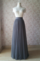 GRAY Tulle Maxi Skirt Outfit Women Custom Plus Size Tulle Skirt image 4