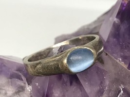 Anello Vintage In Argento Sterling Con Pietra Blu Taglia 6.75 - £51.83 GBP