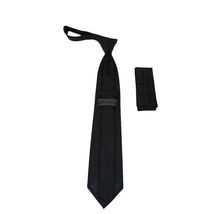 Men's Woven Tie Hankie Set J.Valintin Private Collection R92 Black Plaid Shadow image 2