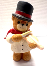Enesco Lucy and ME Bear Victorian Christmas Playing Violin Porcelain Vin... - $221.26 MXN