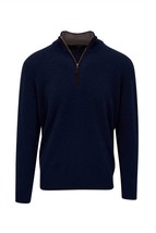 Kinross Men's Suede Trim Quarter Zip Mock Sweater Size M - $3,403.49 MXN