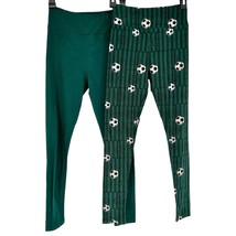 LuLaRoe 2 Pair of Leggings One Size Solid Green and Green Soccer - £16.84 GBP