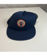 Vintage U of  Illinois Fighting Illini Blue Trucker Snapback Hat Chief I... - $927.78 MXN