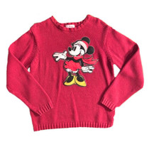 Vintage Minnie Mouse Sweater Women Large Knitted Christmas - £39.34 GBP