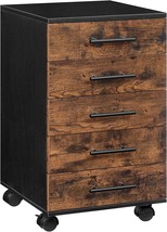 HOOBRO File Cabinet, Wooden Office Cabinet with Wheels, 5 Drawer Chest D... - $129.99