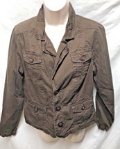 DP Manufacturing Ind Womens Sz L Dark Brown Button Up Jacket 100% Cotton - £10.35 GBP