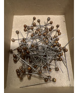 Corsage Pins 2” Round Pearl Gold Metalic Sewing/ Floral /crafts vtg orig... - $188.58 MXN