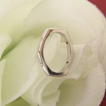 0.25Ct Round Zirconia Minimalist Narrow Nut Hexagon Ring in 925 Silver Size 5.5 - £30.59 GBP