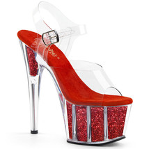 PLEASER ADORE-708G Women&#39;s 7&quot; Heel Platform Ankle Strap Sandal W/ Glitte... - £49.33 GBP