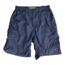 Cabelas Mens Shorts Adult Size Large Blue Nylon Pockets 10&quot; inseam Elast... - $21.44
