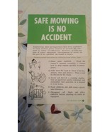 Safe Mowing Is No Accident~Safety Information Sheet~60&#39;s - $6.09