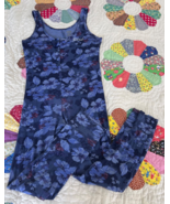 Victoria’s Secret blue floral Pajamas PJs One 1-Piece Jumper Cotton XS - $49.15 CAD