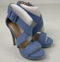 Dream paris faux suede blue Strappy open toe heels size 6 - £10.01 GBP