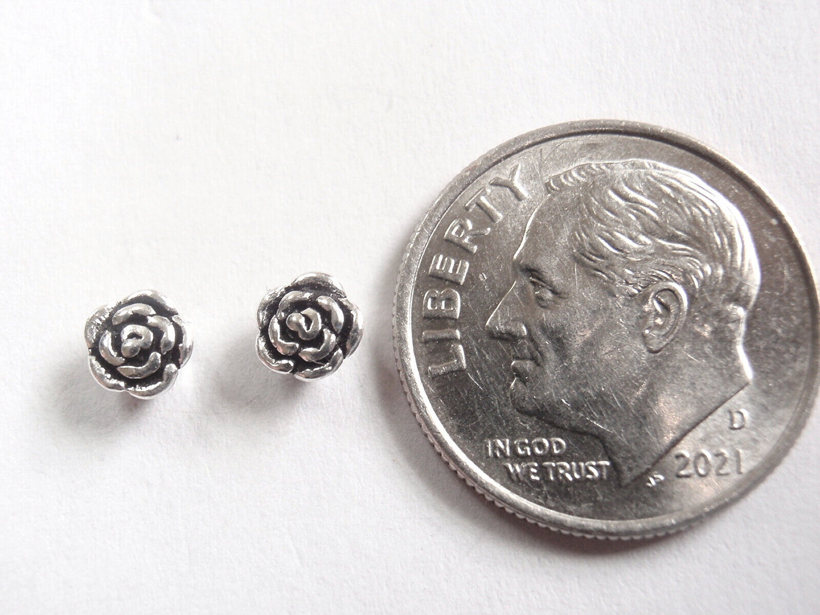 Primary image for Tiny Blooming Rose 925 Sterling Silver Stud Earrings