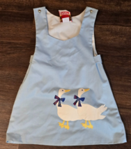 Vintage CHOCOLATE SOUP Girls Jumper Dress Clothes - Sz 6 Blue with Goose... - $44.54