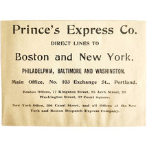 1906 Prince&#39;s Express Co Railway Advertisement Portland Maine Railroad E17E - $19.99