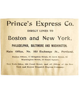 1906 Prince&#39;s Express Co Railway Advertisement Portland Maine Railroad E17E - $27.73 CAD