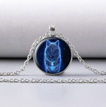 Mens Silver Wolf Necklace - Glow in the dark Pendant - Gothic Jewellery - £9.88 GBP