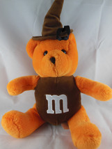 M&amp;M Nanco Plush Orange Teddy Bear w brown torso 10&quot; sitting size + hat M... - £4.18 GBP