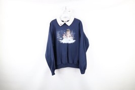 Vintage 90s Streetwear Womens Large Faded Collared Christmas Snowman Sweatshirt - $44.50