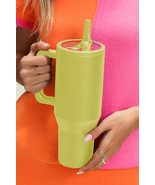Pear Green Frosted Stainless Handle Large Vacuum Cup with Straw 40oz - $29.72