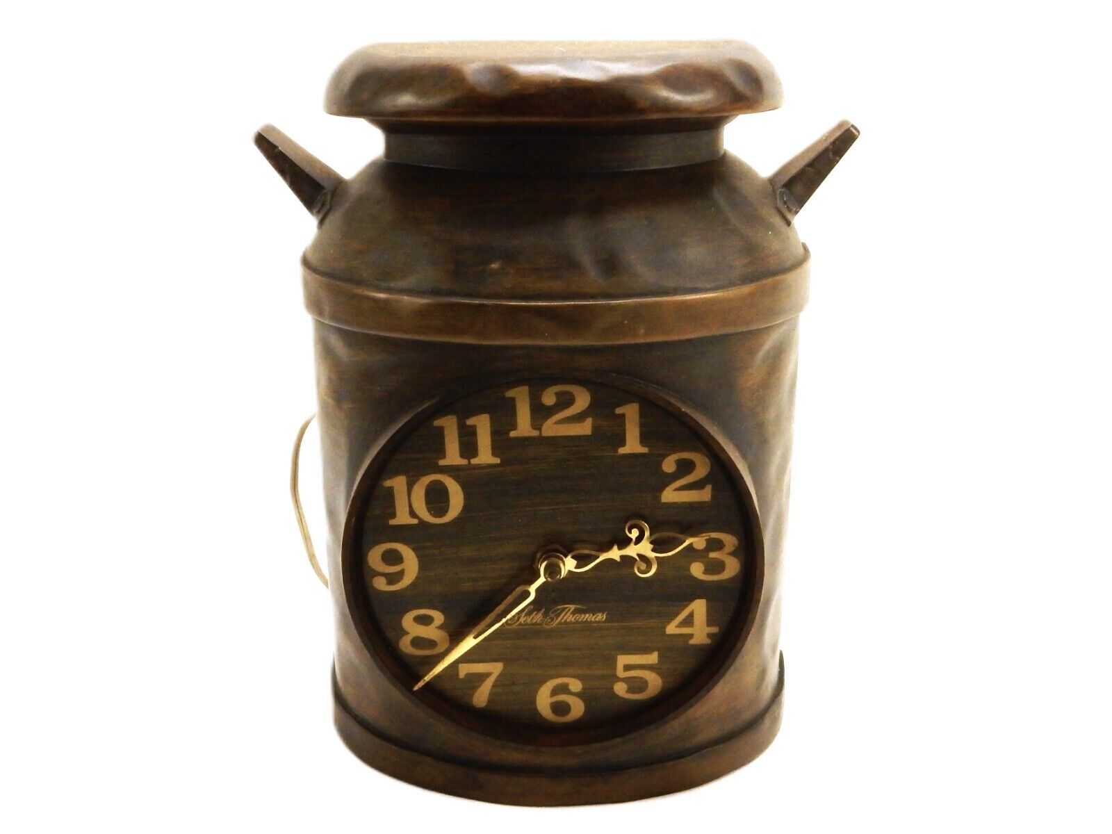 Seth Thomas Brown Milk Can Wall Clock, Antiqued Look w/Dents, Electric, ... - $39.15