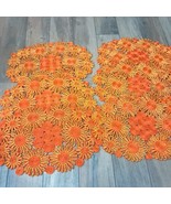 Vintage Placemats set 6 raffia Straw jute Boho Orange yellow daisy sunfl... - $167.90 CAD