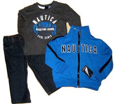 Nautica Baby Boy  3 pc set Full Zip Jacket LS T-Shirt Jeans 12M 12 Month - £15.97 GBP