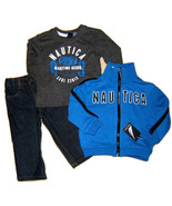 Nautica Baby Boy  3 pc set Full Zip Jacket LS T-Shirt Jeans 12M 12 Month - $379.94 MXN