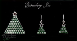 Signed Eisenberg Ice Christmas Tree Pin and Earrings (#J937) - £55.95 GBP