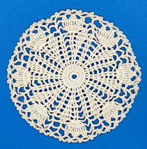Vintage 6.25&quot; Hand Made Crocheted Tulip Doily - £3.99 GBP