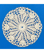 Vintage 6.25&quot; Hand Made Crocheted Tulip Doily - £3.91 GBP