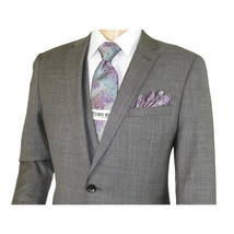 Men's Apollo King 3 piece Vested Business Suit Vested SL203 Gray Textured image 6