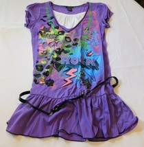 EyeShadow Girl&#39;s Youth Short Sleeve Shirt with Belt Size Purple NWOT Siz... - £12.43 GBP