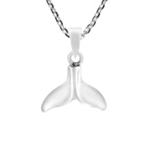 Ocean&#39;s Lucky Whale Tail .925 Sterling Silver Pendant Necklace - £10.62 GBP
