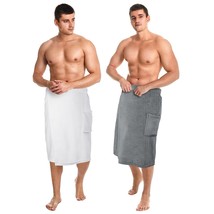 2 Pieces Men'S Body Wrap Towel Adjustable Sauna Towels Spa Wrap With Pocket Afte - £32.65 GBP