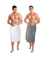 2 Pieces Men&#39;S Body Wrap Towel Adjustable Sauna Towels Spa Wrap With Poc... - £33.80 GBP