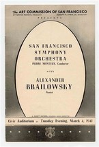 San Francisco Symphony Program 1941 Alexander Brailowsky Menuhin Stokowski  - £13.98 GBP