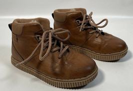 Oshkosh Toddler Boys Brown HASKEL Faux Fur-Lined Boots Sz 13 Lace Up HighTop - $4.94