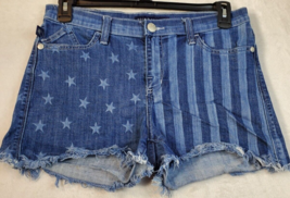 Rock &amp; Republic Jean Shorts Women Size 12 Blue Denim American Flag Print Pockets - £15.47 GBP