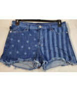 Rock &amp; Republic Jean Shorts Women Size 12 Blue Denim American Flag Print... - £15.31 GBP