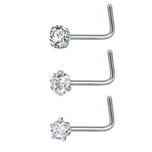 3-12pcs/lot Stainless Steel Nose Stud Set Round Heart Star CZ Crystal Nose Pierc - £11.24 GBP
