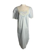Vintage Barbizon Embroidered Long Nightgown S Blue Lace Short Sleeve Squ... - £21.92 GBP