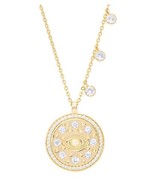 Cubic Zirconia Simulated Opal Evil Eye Pendant Necklace in Gold Plate MS... - £23.64 GBP