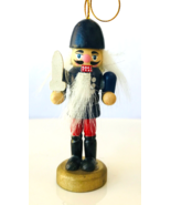 Wood Nutcracker Christmas Ornament Soldier with Round Hat &amp; Dagger 3.25&quot;... - £8.44 GBP