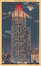 Chicago Illinois IL The Tribune Tower by Night Postcard E10 - £5.38 GBP