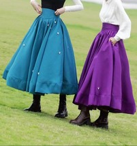 Purple Satin Maxi Skirt Vintage Wide Waistband Full Satin Skirt Outfit Ball Gown image 9