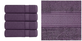 4 Pack 600 GSM Cotton Bath Towels Set 27x54 Inches - Plum - P01 - £61.09 GBP